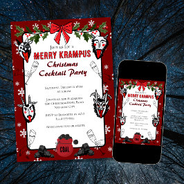 Hand Drary Krampus Weihnachtscocktail Party Einladung