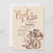 Hand Draw Boots and Bubbly Bridal Shower Einladung (Vorderseite)