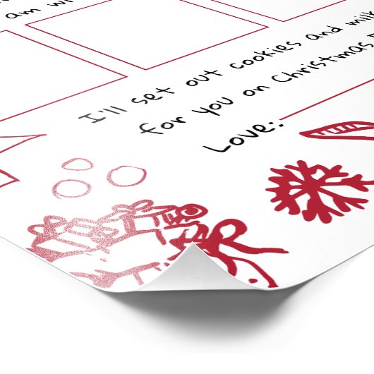 Hand Draw Doodle letter for Santa Fotodruck (Ecke)