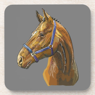 Hand drawing chestnut horse bandana getränkeuntersetzer