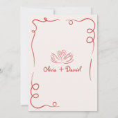 Hand Drawing French Quirky Red Whimsical Wedding Einladung (Rückseite)