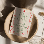 Hand Drawing Green Christmas Snowman Party Einladung