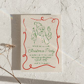 Hand Drawing Green Christmas Snowman Party Einladung