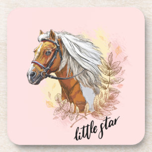 Hand drawing horse with plants throw pillow getränkeuntersetzer