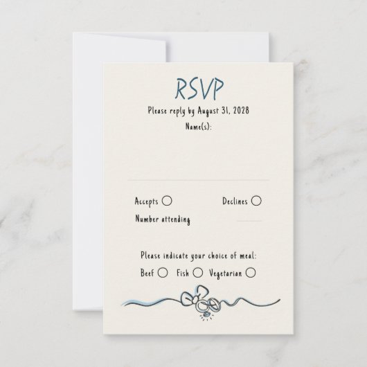 Hand Drawing Quirky Funky Wedding RSVP Card Karte (Vorderseite)