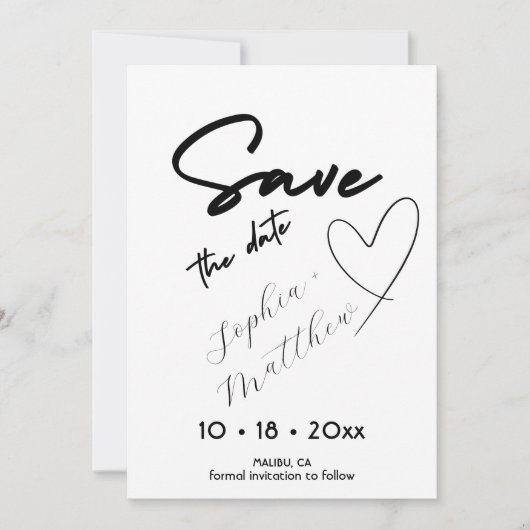 Hand Drawing  Wedding Photo Save The Date (Vorderseite)