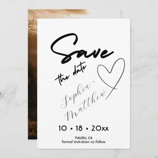 Hand Drawing  Wedding Photo Save The Date (Vorne/Hinten)