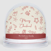 Hand Drawing Whimsical Red Doodle Weihnachten Schneekugeln (Vorderseite)