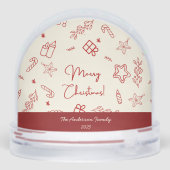 Hand Drawing Whimsical Red Doodle Weihnachten Schneekugeln (Rückseite)