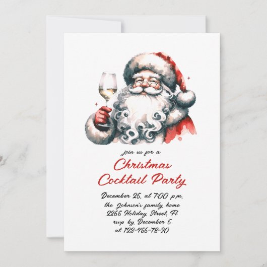 Hand Drawing Whimsical Weihnachtscocktail Party Einladung (Vorderseite)