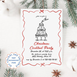 Hand Drawing Whimsical Weihnachtscocktail Party Einladung