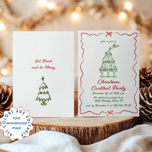 Hand Drawing Whimsical Weihnachtscocktail Party Einladung