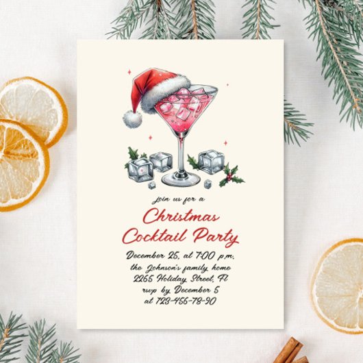 Hand Drawing Whimsical Weihnachtscocktail Party Einladung