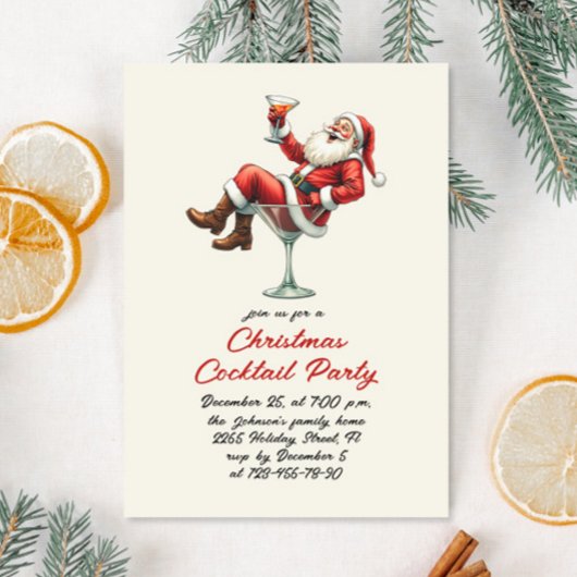 Hand Drawing Whimsical Weihnachtscocktail Party Einladung