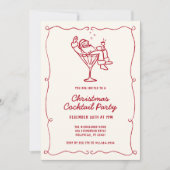 Hand Drawing Whimsical Weihnachtscocktail Party Einladung (Vorderseite)