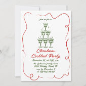 Hand Drawing Whimsical Weihnachtscocktail Party Einladung (Vorderseite)