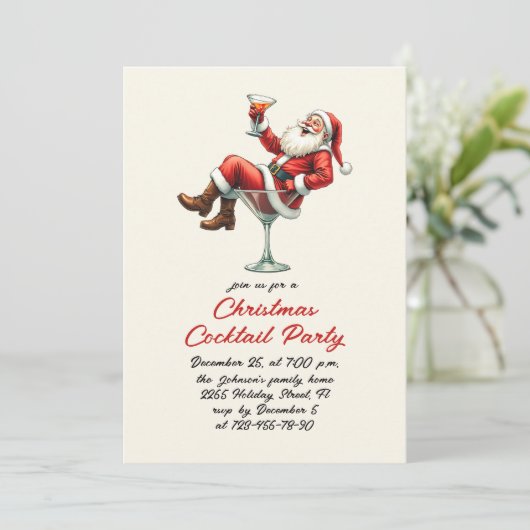Hand Drawing Whimsical Weihnachtscocktail Party Einladung (Stehend Vorderseite)