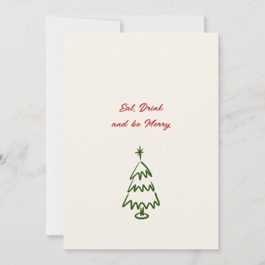Hand Drawing Whimsical Weihnachtscocktail Party Einladung (Rückseite)