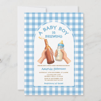 Hand Drawn A baby Boy is brewing coed baby shower Einladung