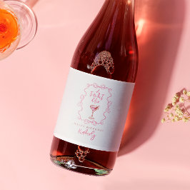 Hand Drawn A Tiny Bit Older Pink Martini Birthday Schaumweinetikett