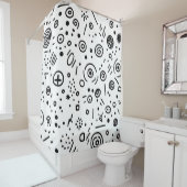 Hand-Drawn Abstract Doodle - Black and White Duschvorhang (Beispiel)
