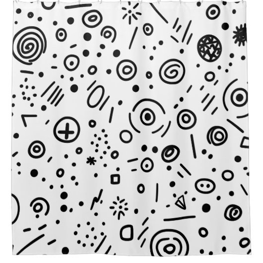 Hand-Drawn Abstract Doodle - Black and White Duschvorhang (Vorderseite)