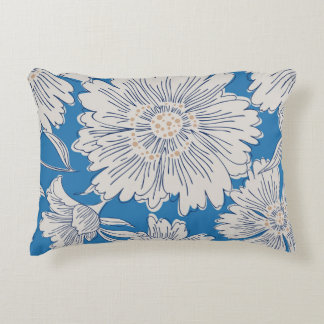 Hand drawn abstract garden flowers. Contour drawin Dekokissen