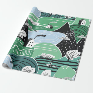 Hand drawn abstract scandinavian graphic illustrat geschenkpapier