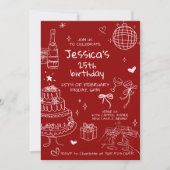 Hand Drawn Adult Handwritten Scribble Birthday  Einladung (Vorderseite)