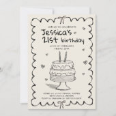 Hand Drawn Adult Scribble Birthday  Einladung (Vorderseite)