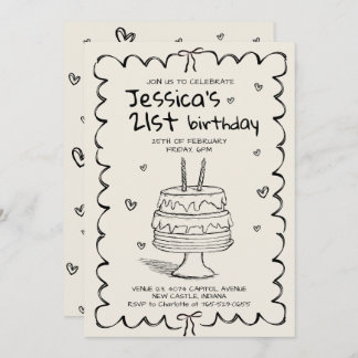 Hand Drawn Adult Scribble Birthday  Einladung