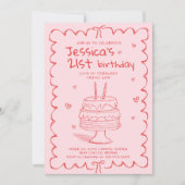 Hand Drawn Adult Scribble Birthday  Einladung (Vorderseite)