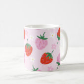 Hand-Drawn Aesthetic Strawberry Seamless Pattern Kaffeetasse (VorderseiteRechts)
