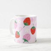 Hand-Drawn Aesthetic Strawberry Seamless Pattern Kaffeetasse (Vorderseite Links)