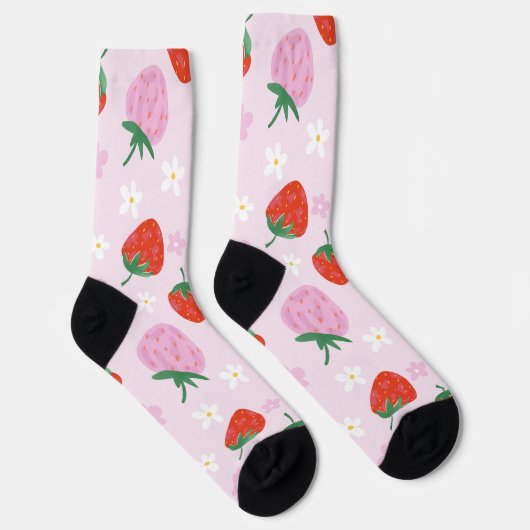 Hand-Drawn Aesthetic Strawberry Seamless Pattern Socken (Rechts)