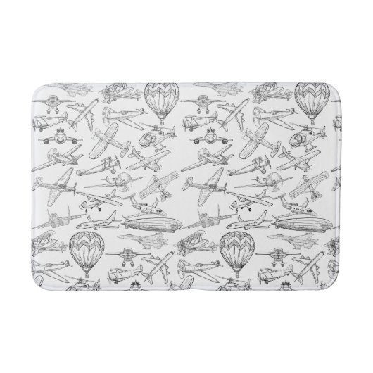 Hand drawn Airplanes Aviation Pilot Aviator Fun Badematte (Vorderseite)