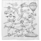 Hand drawn Airplanes Aviation Pilot Aviator Fun Duschvorhang (Vorderseite)