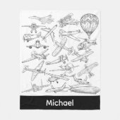 Hand drawn Airplanes Aviation Pilot Aviator Fun Fleecedecke (Vorderseite)