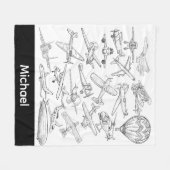 Hand drawn Airplanes Aviation Pilot Aviator Fun Fleecedecke (Vorderseite (Horizontal))