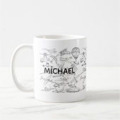 Hand drawn Airplanes Aviation Pilot Aviator Fun Kaffeetasse (Links)