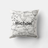 Hand drawn Airplanes Aviation Pilot Aviator Fun Kissen (Rückseite)