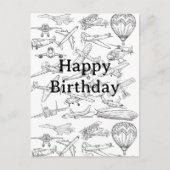 Hand drawn Airplanes Aviation Pilot Aviator Fun Postkarte (Vorderseite)