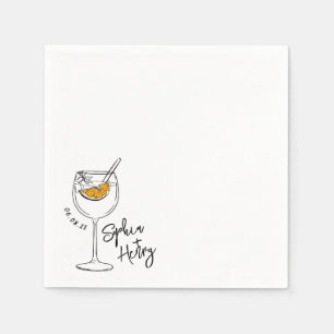 Hand Drawn Aperol Spritz Cocktail Serviette