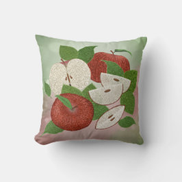 Hand-Drawn Apple Throw Pillow – Farmhouse Orchard Kissen