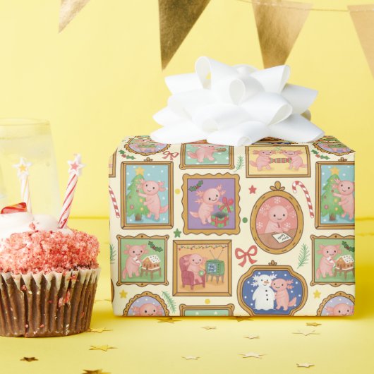 Hand Drawn Axolotl Christmas Wrapping Paper Roll Geschenkpapier (Geburtstagsparty)