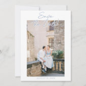 Hand Drawn Azure Blue Floral Garden Photo Wedding Save The Date (Vorderseite)