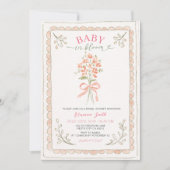 Hand Drawn Baby in Bloom Baby Shower Invite Einladung (Vorderseite)
