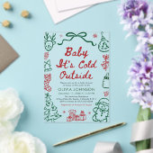 Hand Drawn Baby It's Cold Outside Baby Shower Acryleinladungen (In Situ (Hochzeit))