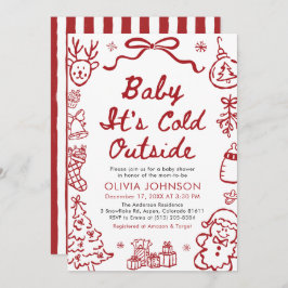 Hand Drawn Baby It's Cold Outside Baby Shower Einladung