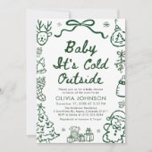 Hand Drawn Baby It's Cold Outside Baby Shower Einladung (Vorderseite)
